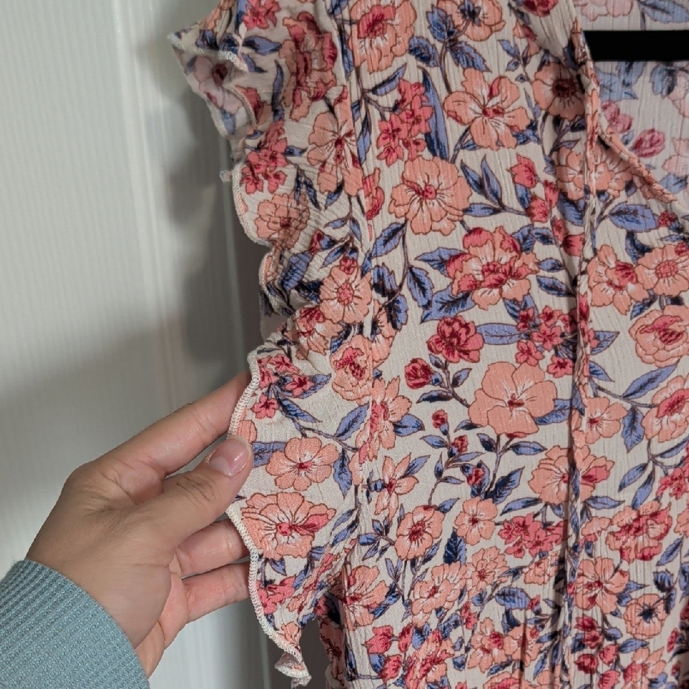 Knox Rose Multicolor Floral Dress with Ruffle Sleeves - Picture 4 of 6